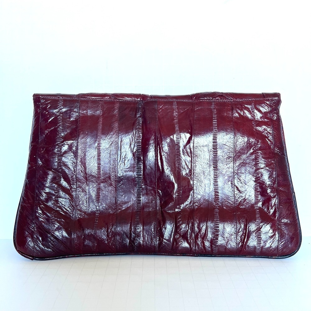 Vintage Eel Sink maroon large clutch chic indie sleaze classic leather - Picture 8 of 11